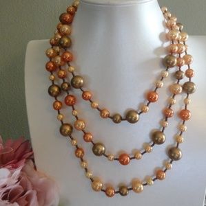 Colored Pearl Triple Strand Necklace
